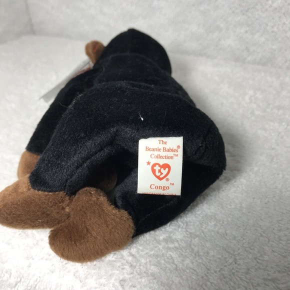 Vintage Ty Beanie Baby 1996 CONGO the Gorilla Plush Black & Brown Gorilla W/Tags - Picture 5 of 7
